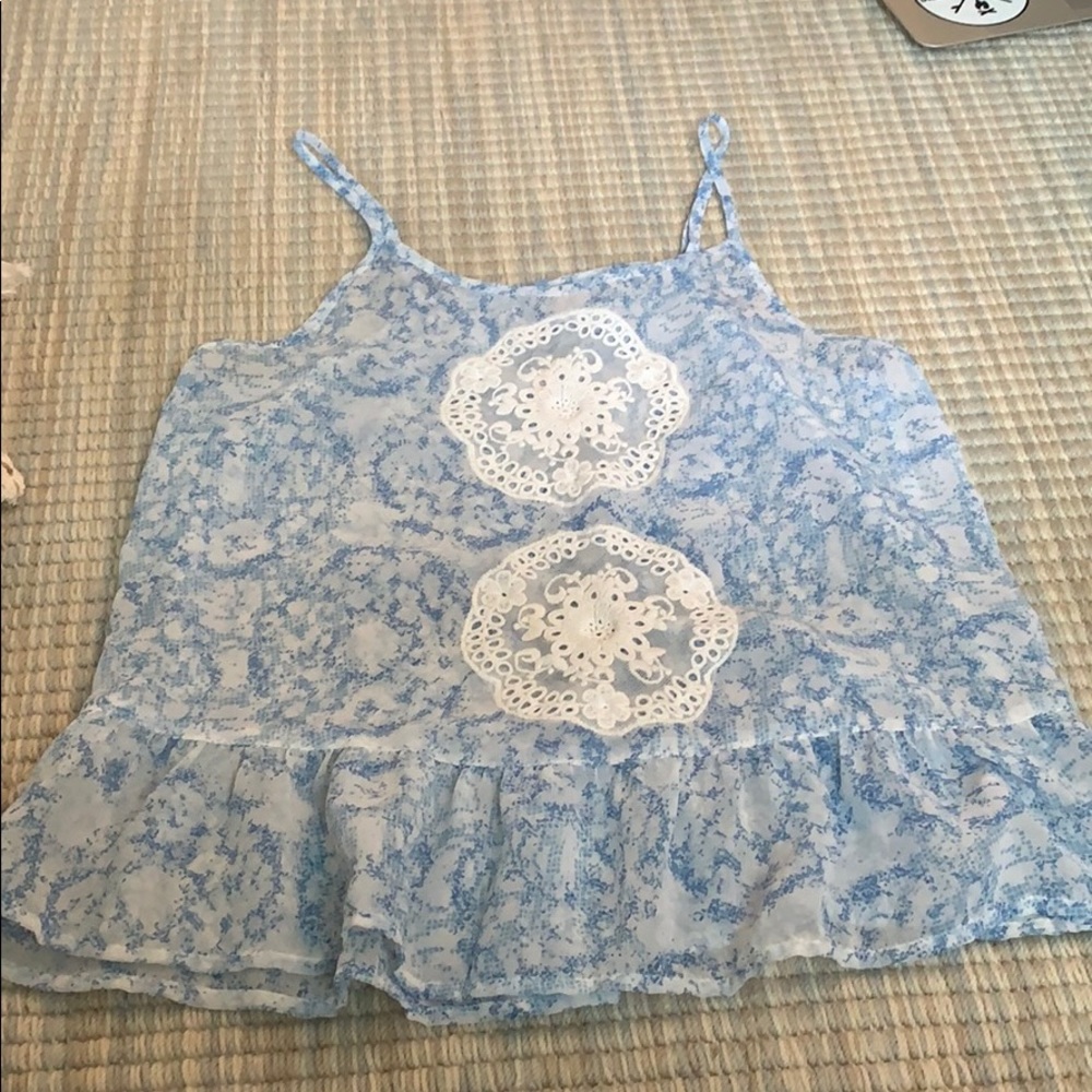 Blue and white blouse